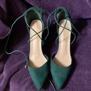 Allegra K Women's Teal Lace-Up Heels Size 10